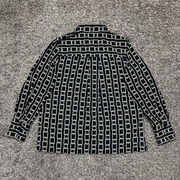 MNG by Mango Chainlink Shirt Long Sleeve Button Up Polyester Blouse Size 6 - Picture 7 of 8